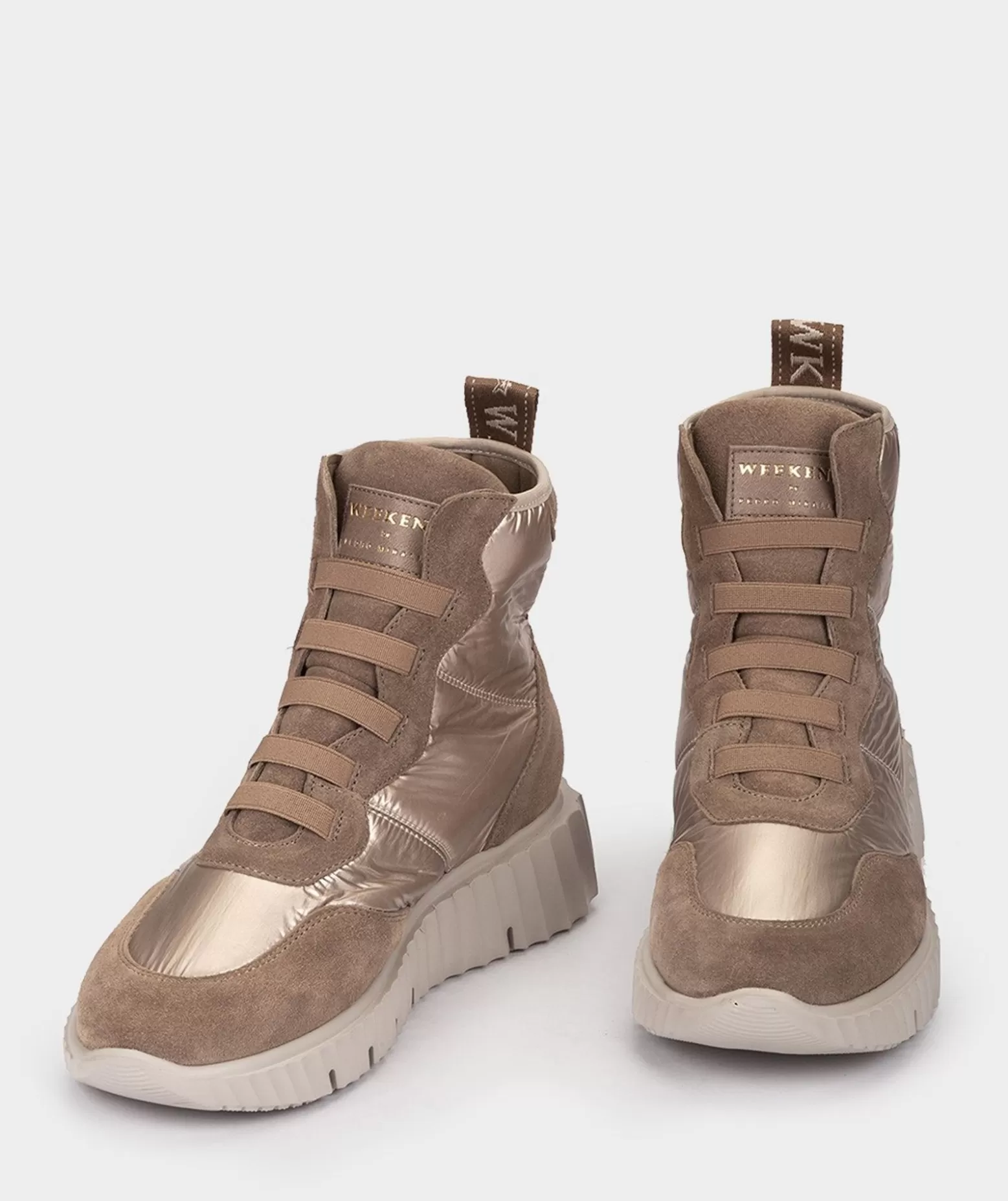 Pedro Miralles Bottes De Sport En Croute De Cuir Et Tissu De Couleur Beige