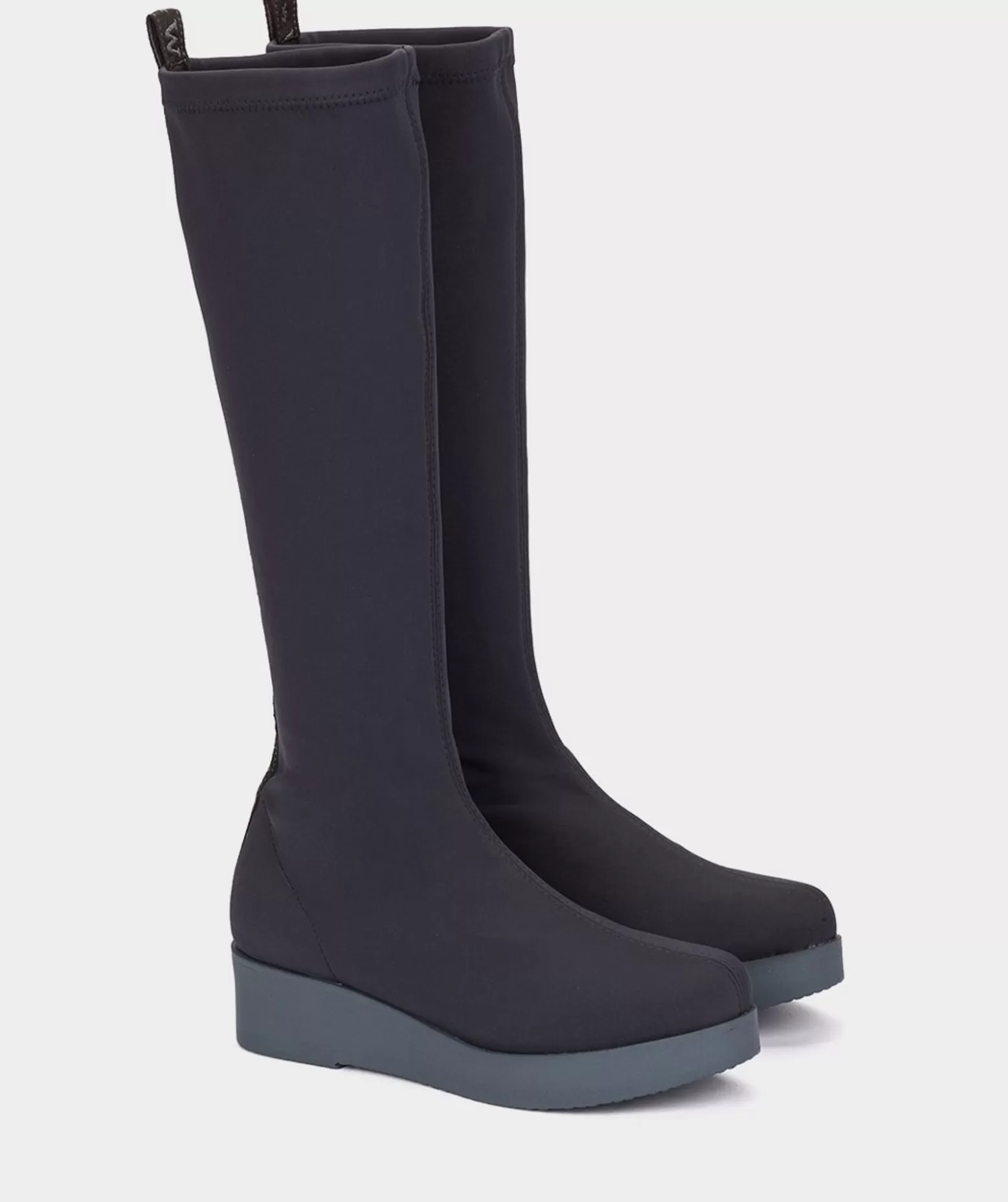 Pedro Miralles Bottes Hautes En Tissu Extensible De Couleur Bleu Marine