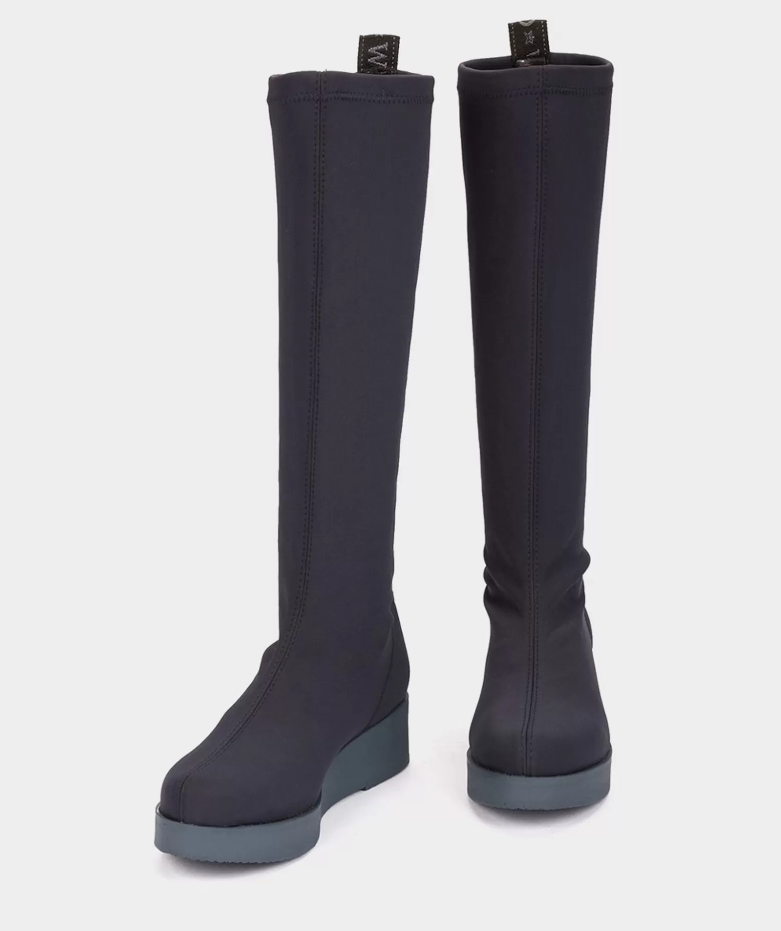 Pedro Miralles Bottes Hautes En Tissu Extensible De Couleur Bleu Marine