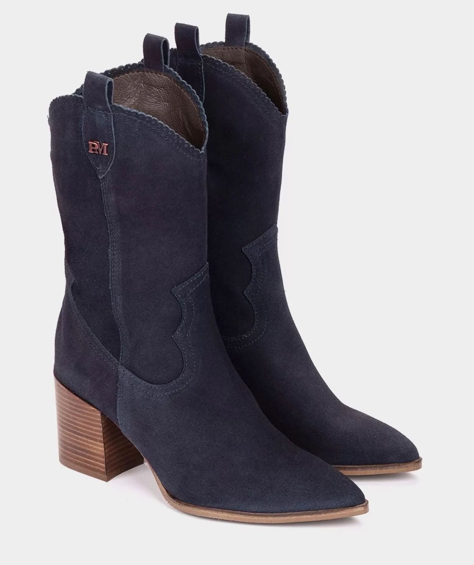 Pedro Miralles Bottes Mi-Mollet En Croute De Cuir De Couleur Bleu Marine