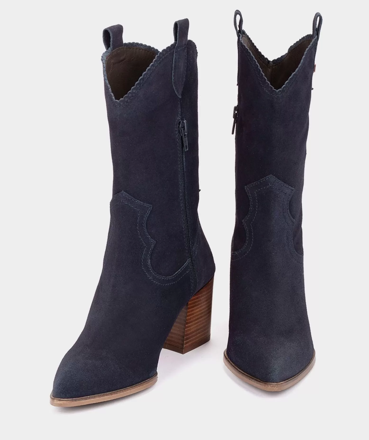 Pedro Miralles Bottes Mi-Mollet En Croute De Cuir De Couleur Bleu Marine