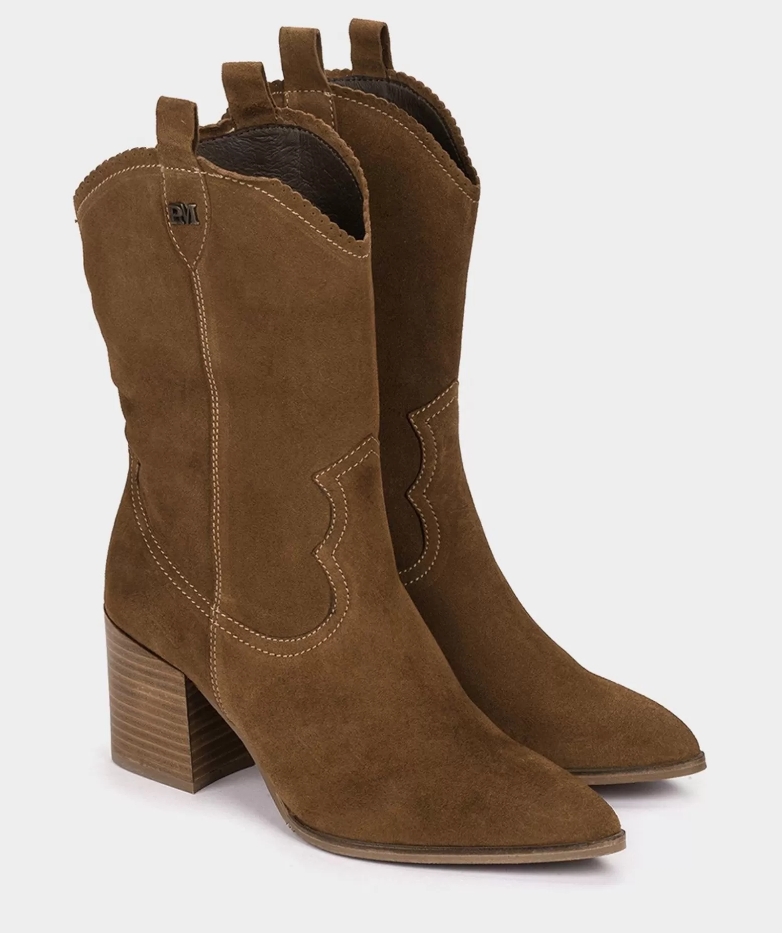 Pedro Miralles Bottes Mi-Mollet En Croute De Cuir Marron Avec Une Tige En Cuir Marron