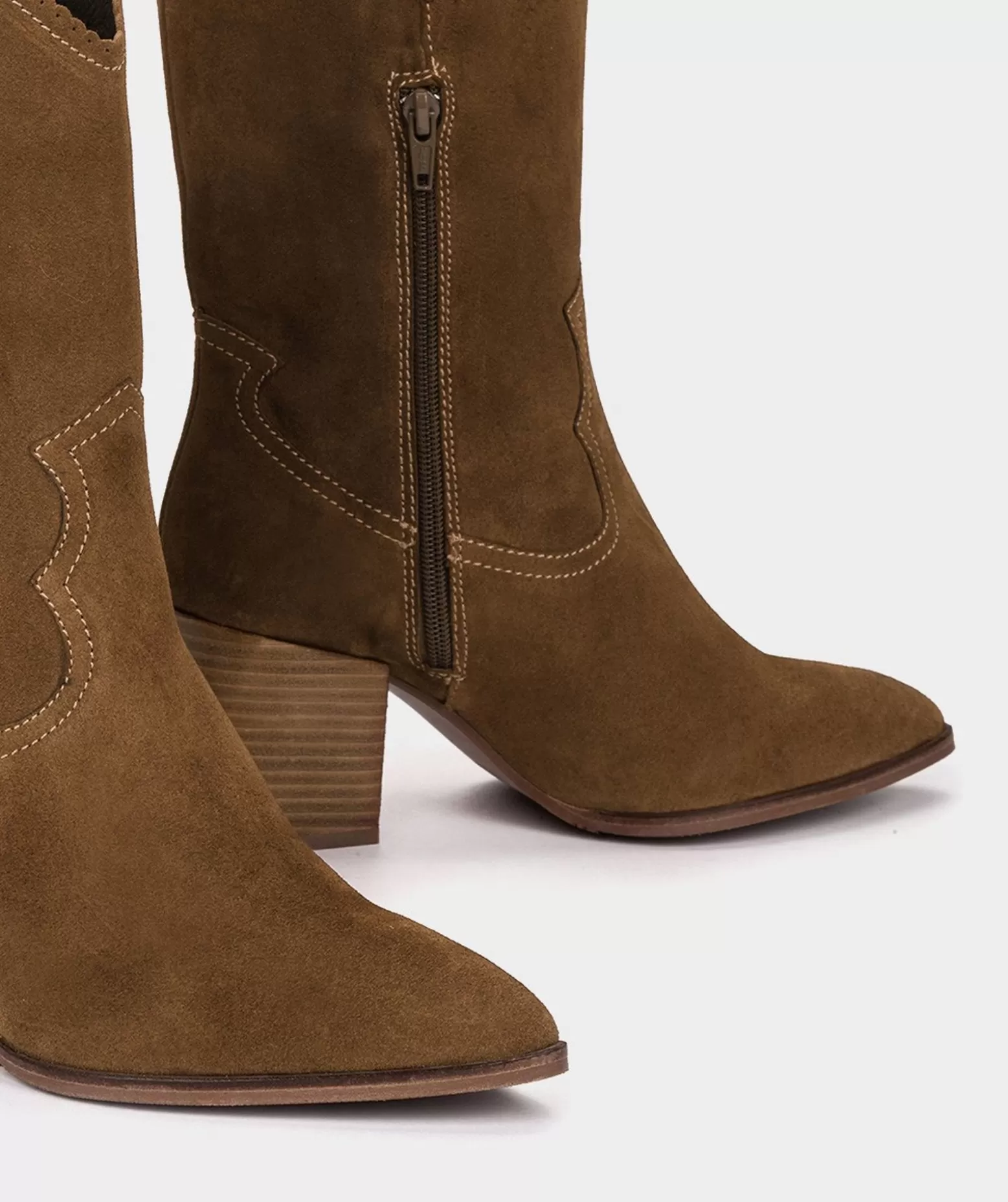 Pedro Miralles Bottes Mi-Mollet En Croute De Cuir Marron Avec Une Tige En Cuir Marron