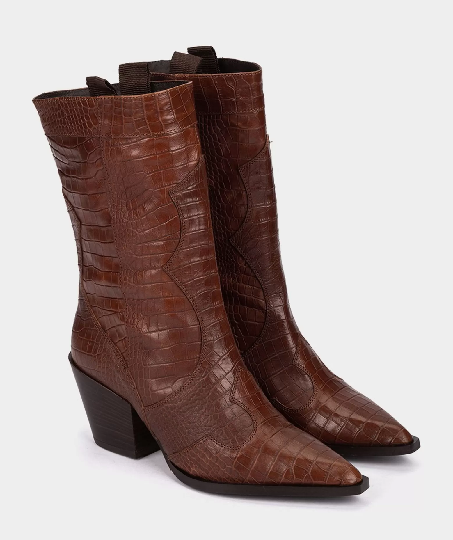 bottes_mimollets_en_cuir_gaufre_de_couleur_camel_2.webp Pedro Miralles Bottes Mi-Mollets En Cuir Gaufre De Couleur Camel