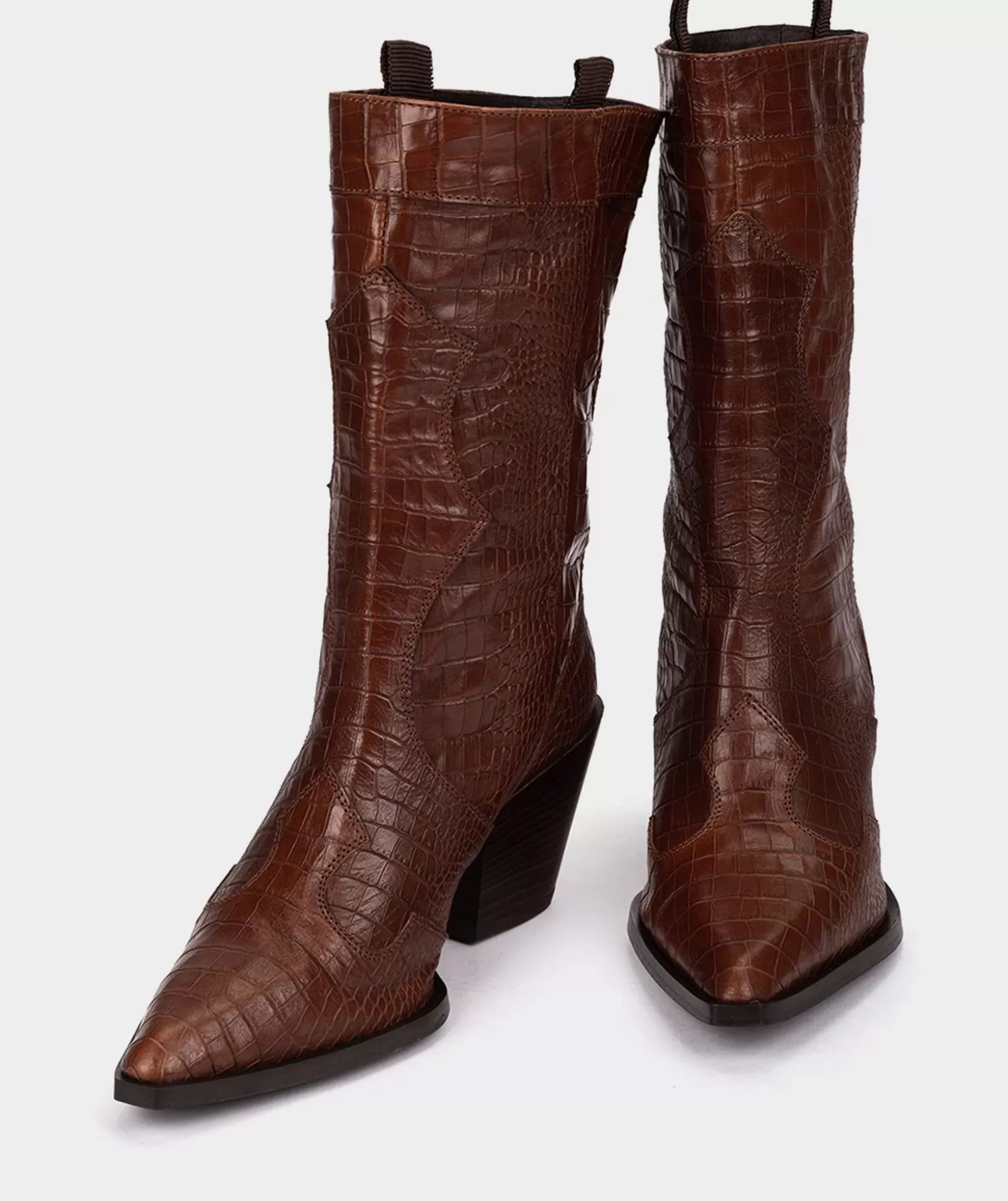 bottes_mimollets_en_cuir_gaufre_de_couleur_camel_3.webp Pedro Miralles Bottes Mi-Mollets En Cuir Gaufre De Couleur Camel