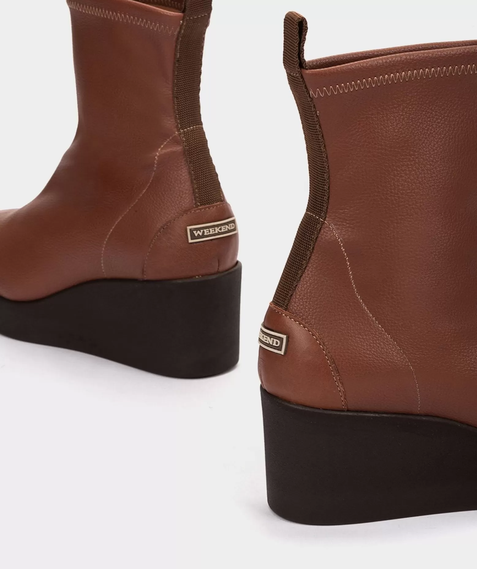 Pedro Miralles Bottines A Semelle Compensee Avec Plateforme En Cuir Vegetal Elastique Marron