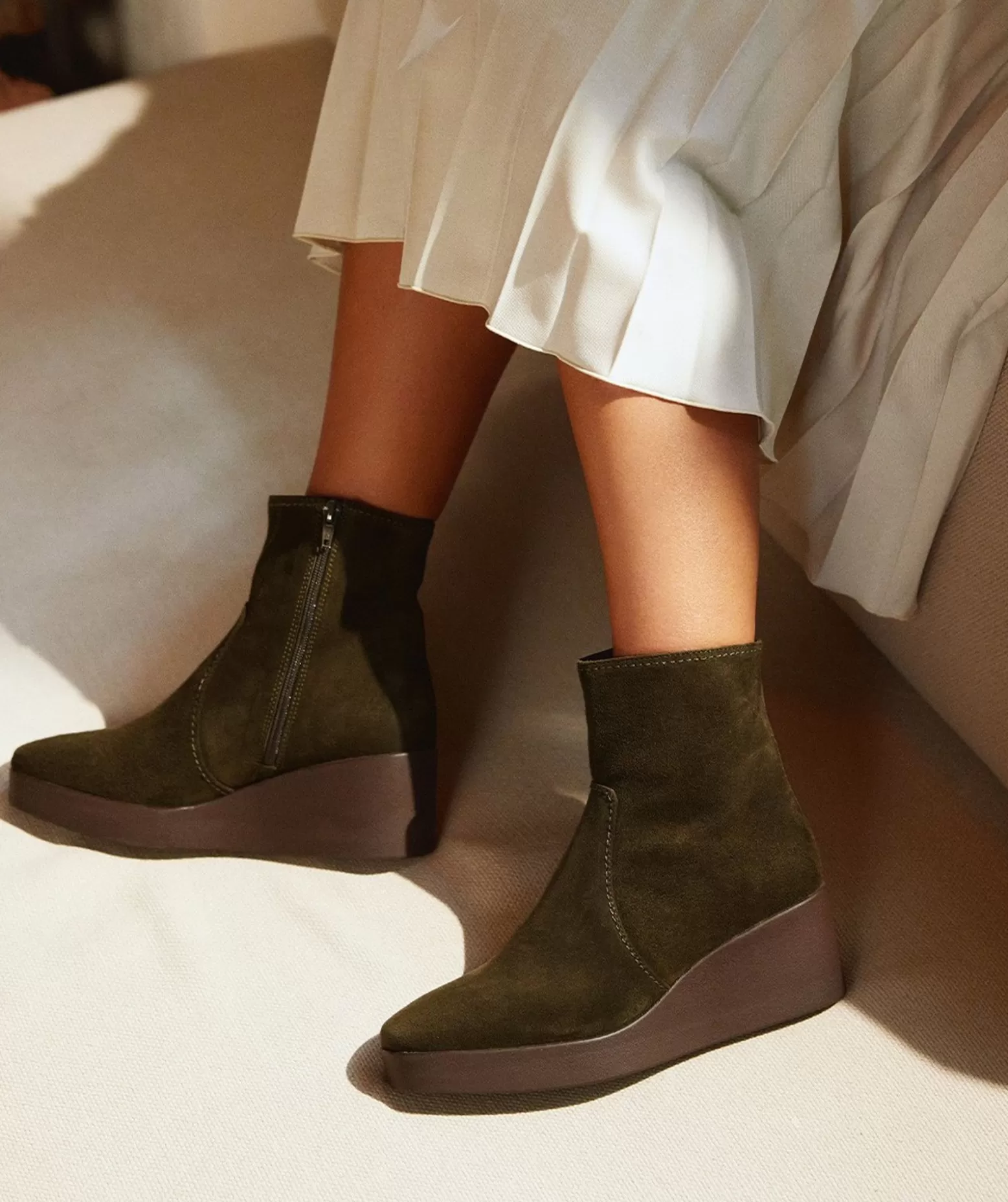 Pedro Miralles Bottines A Semelle Compensee Et Plateforme En Croute De Cuir Verte