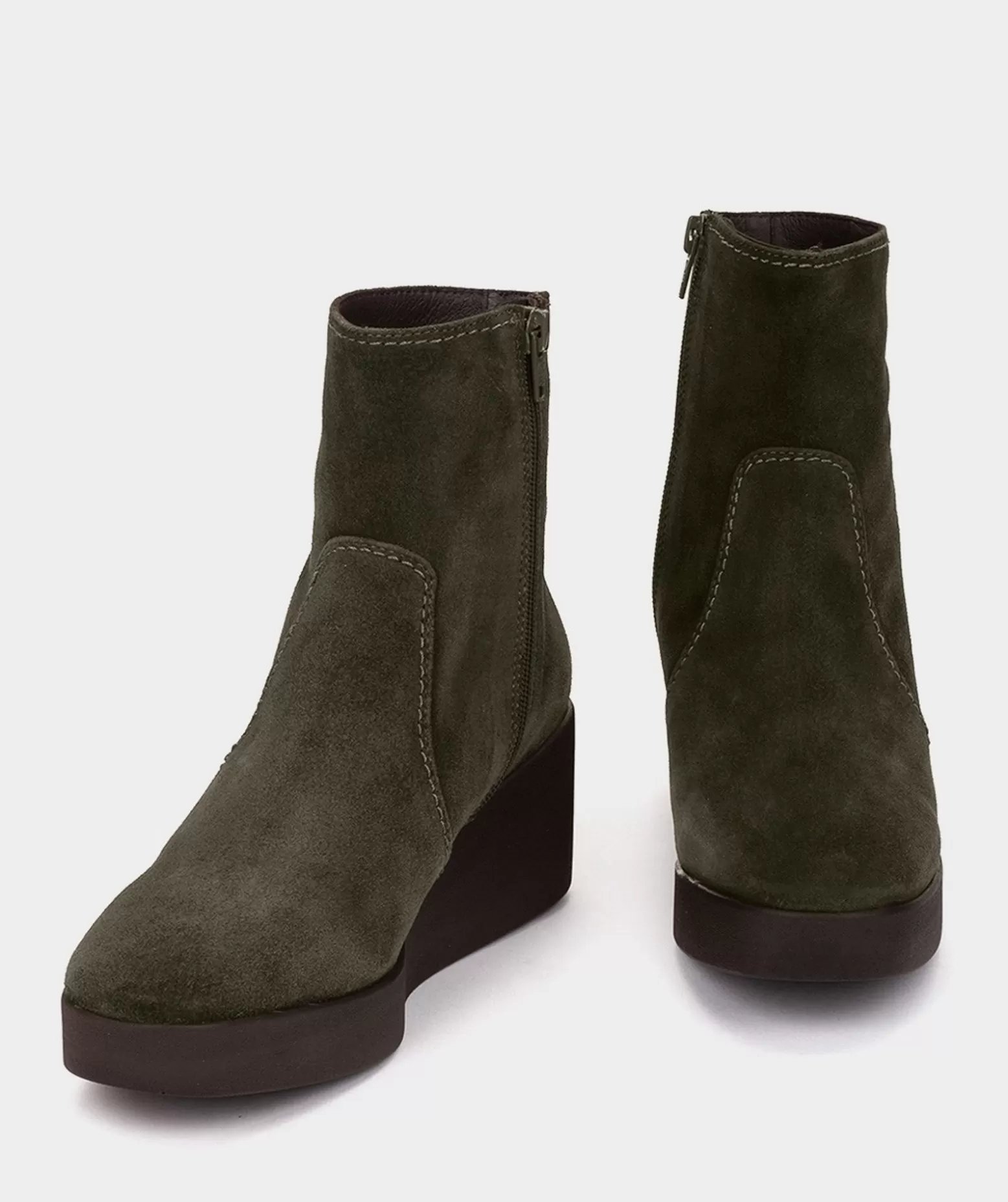 bottines_a_semelle_compensee_et_plateforme_en_croute_de_cuir_verte_3.webp Pedro Miralles Bottines A Semelle Compensee Et Plateforme En Croute De Cuir Verte