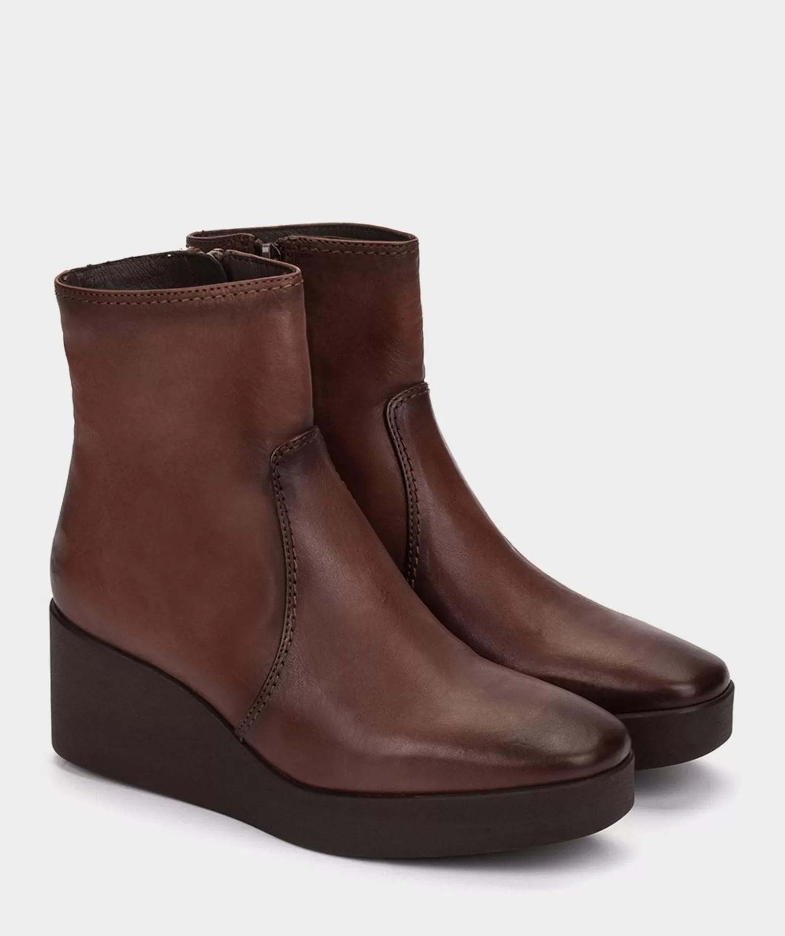 Pedro Miralles Bottines A Semelle Compensee Et Plateforme En Cuir Marron