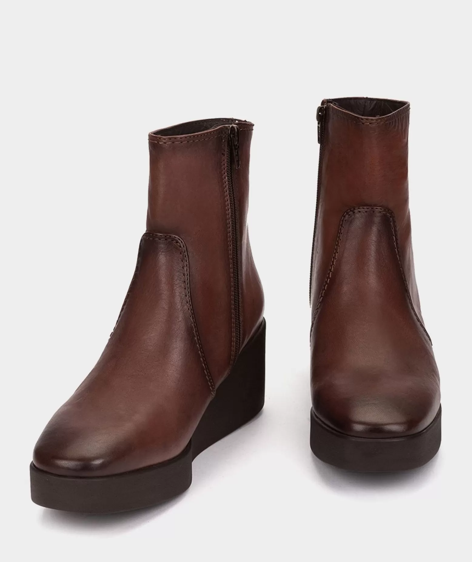 Pedro Miralles Bottines A Semelle Compensee Et Plateforme En Cuir Marron