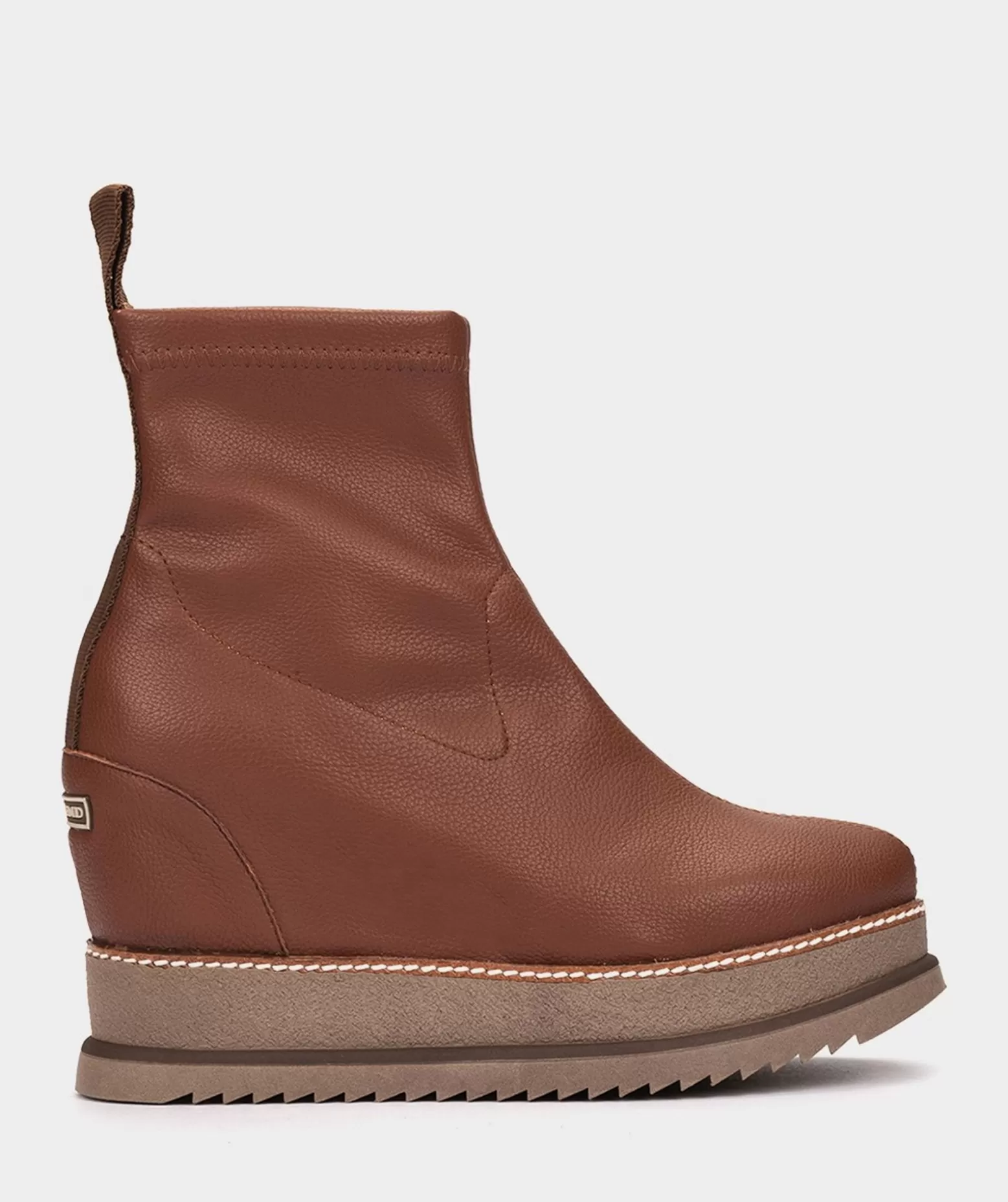 Pedro Miralles Bottines A Semelle Compensee Et Plateforme En Cuir Vegetalien Elastique Marron
