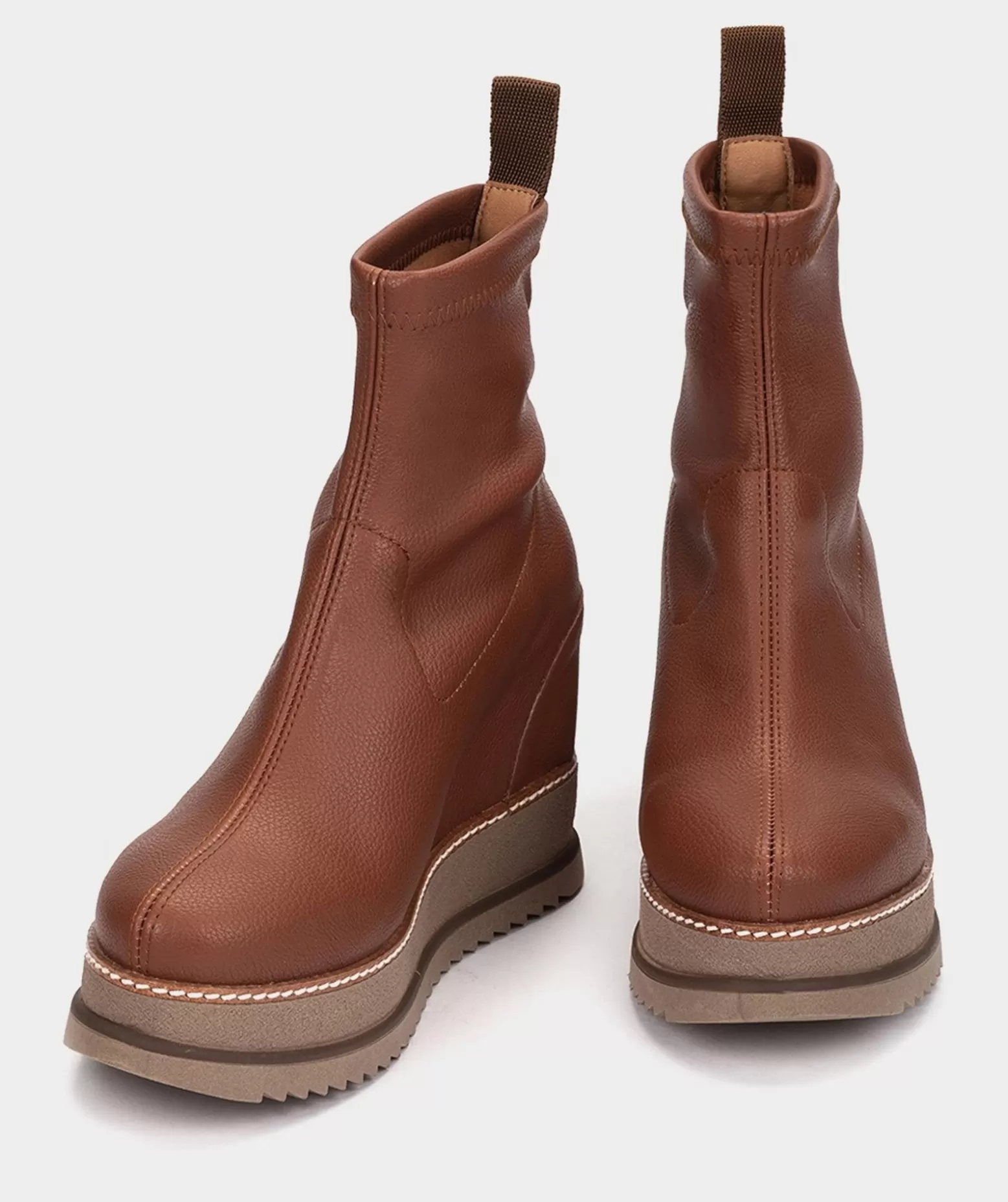 Pedro Miralles Bottines A Semelle Compensee Et Plateforme En Cuir Vegetalien Elastique Marron