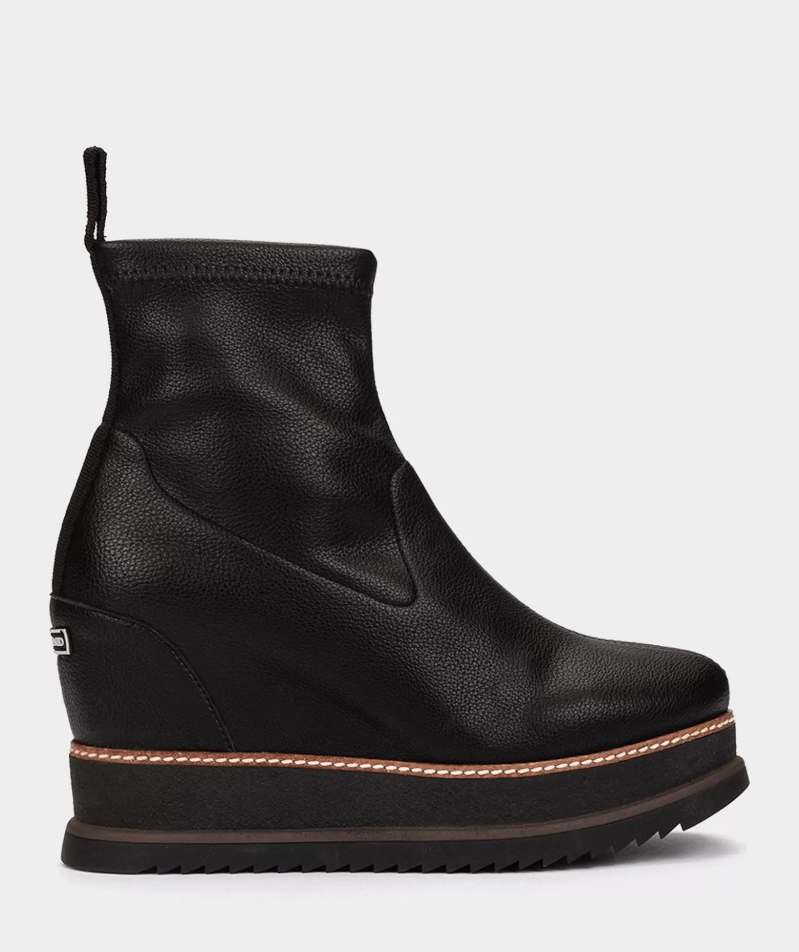 Pedro Miralles Bottines A Semelle Compensee Et Plateforme En Cuir Vegetalien Elastique Noir