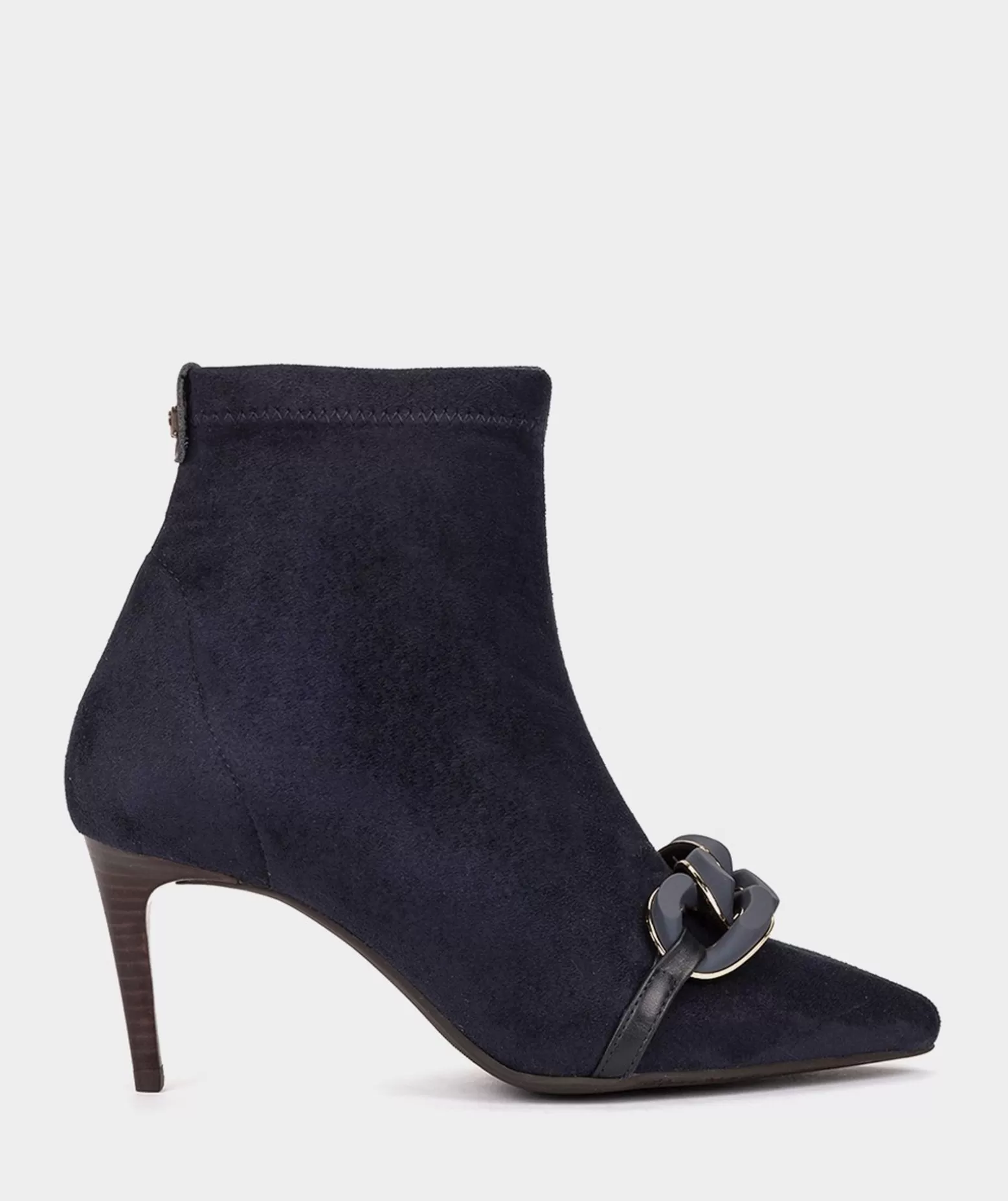 Pedro Miralles Bottines A Talon Et Bout Pointu, En Tissu Elastique A Effet Daim De Couleur Marine.