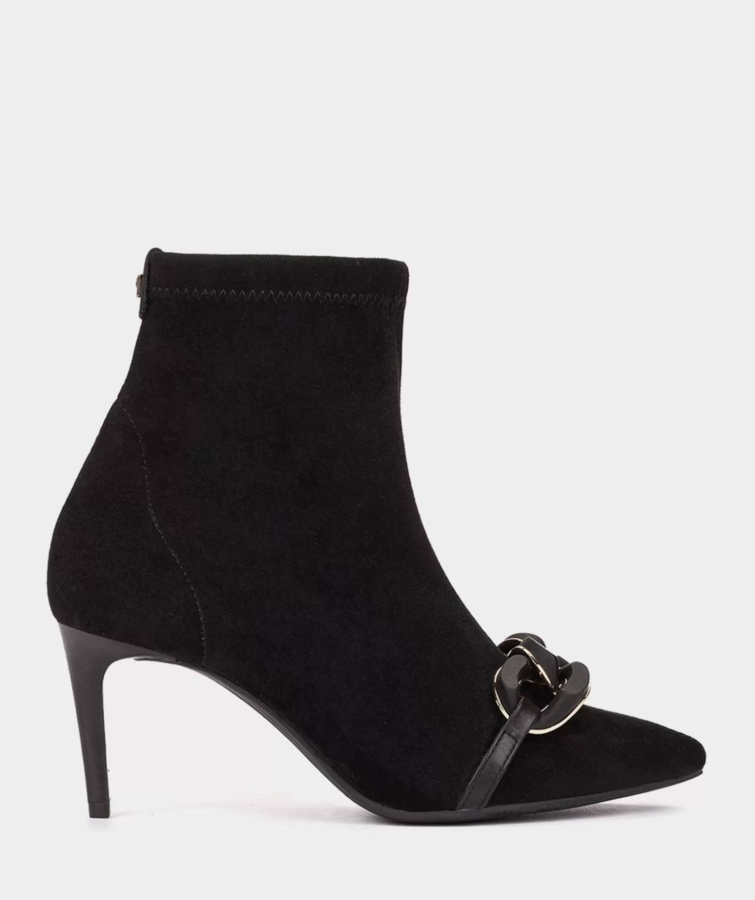 Pedro Miralles Bottines A Talon Et Bout Pointu, En Tissu Elastique Effet Daim De Couleur Noire.