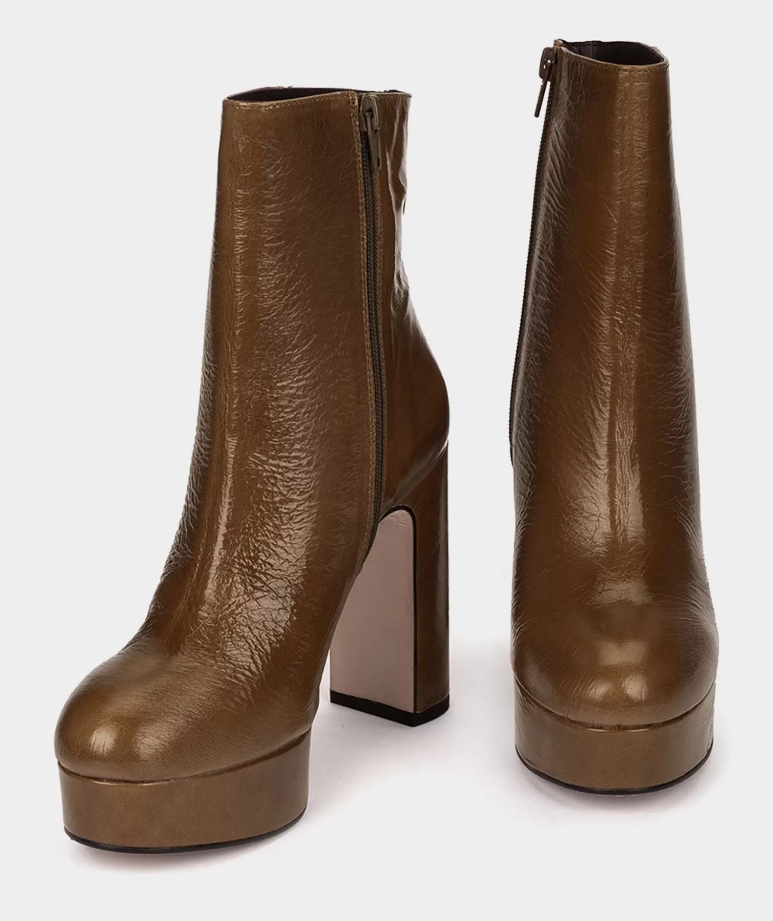 Pedro Miralles Bottines A Talons Avec Plateforme En Cuir Verni Marron