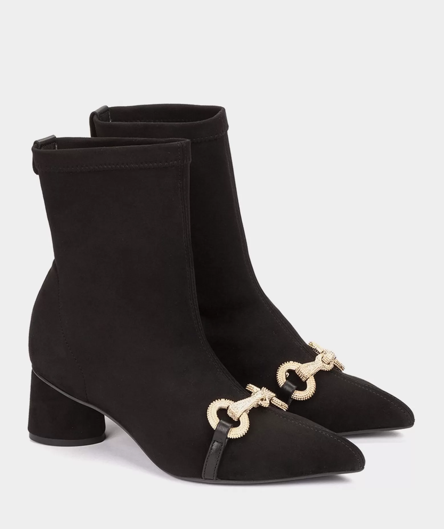 Pedro Miralles Bottines A Talons En Tissu Extensible Noir A Effet Daim