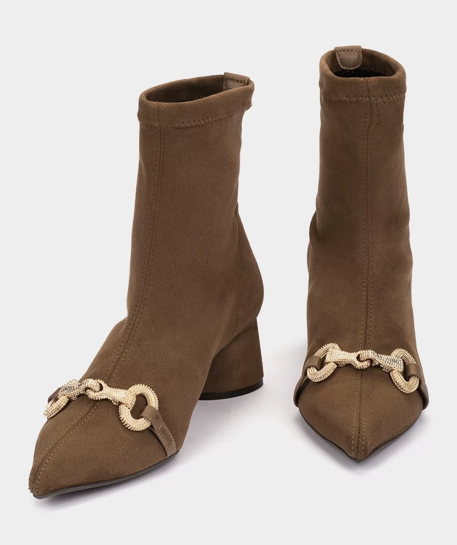 Pedro Miralles Bottines A Talons En Tissu Stretch Effet Daim De Couleur Marron