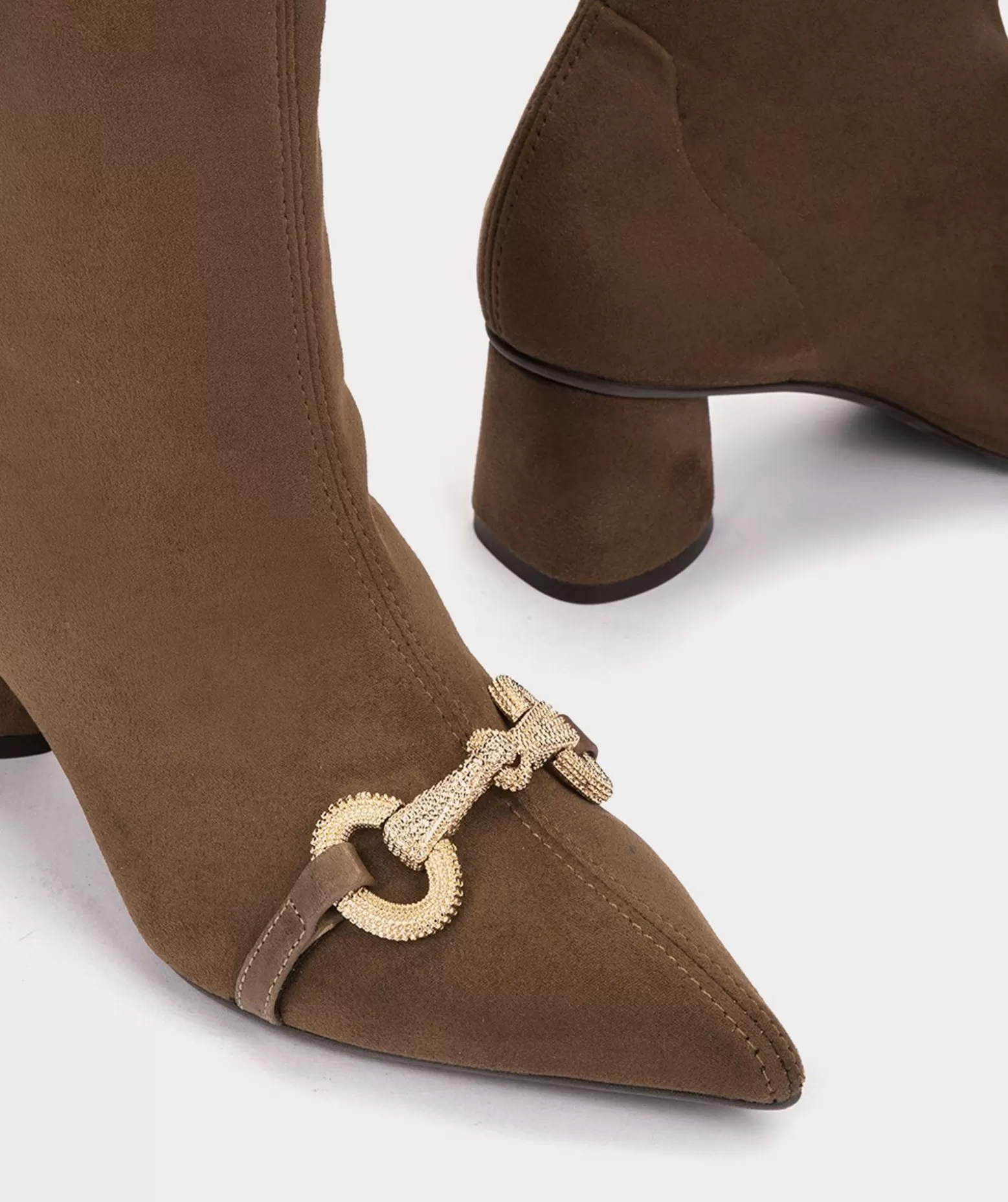 Pedro Miralles Bottines A Talons En Tissu Stretch Effet Daim De Couleur Marron