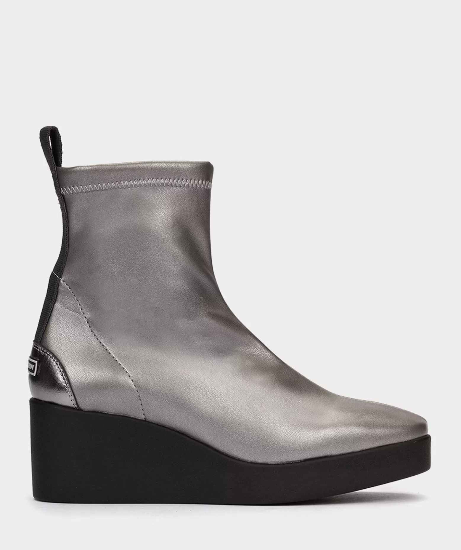 Pedro Miralles Bottines Compensees A Plateforme En Cuir Vegan Stretch Fume Metallise
