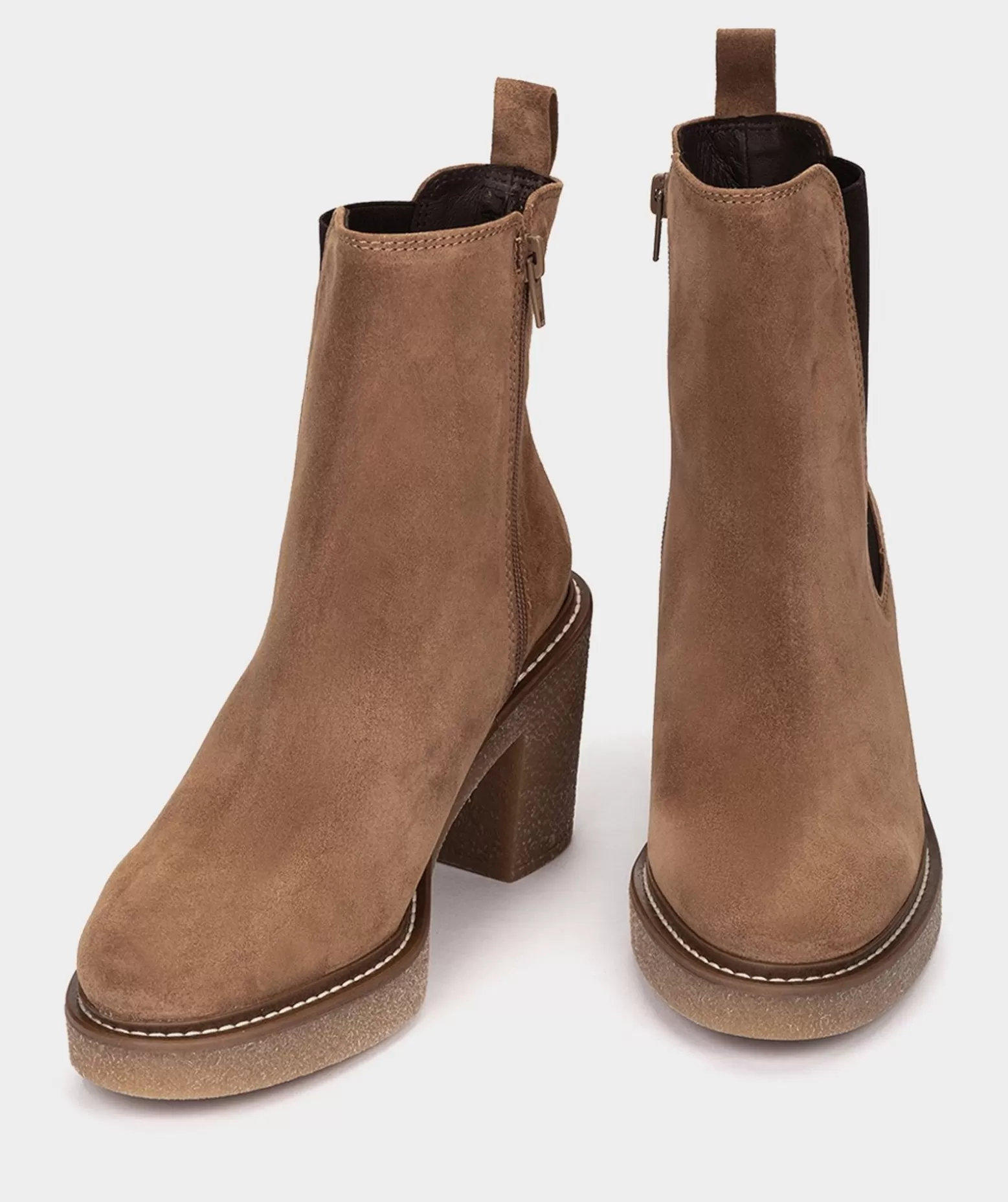 Pedro Miralles Bottines En Cuir Marron Avec Panneaux Elastiques Sur Les Cotes