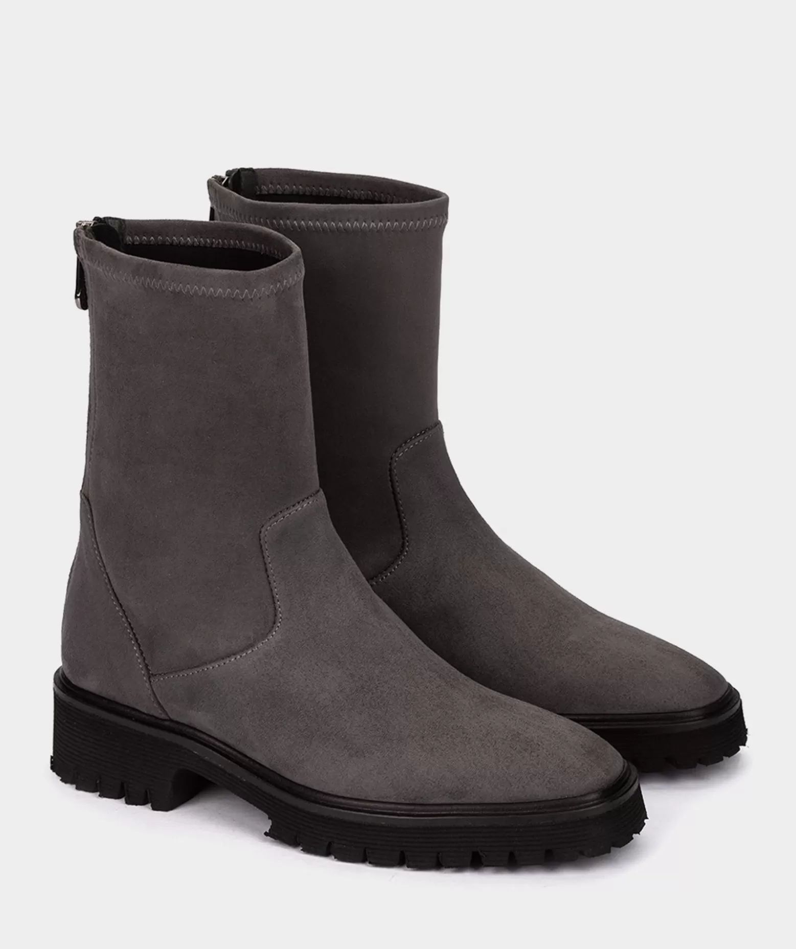 Pedro Miralles Bottines Grises En Tissu Extensible Avec Fermeture A Glissiere A L'Arriere