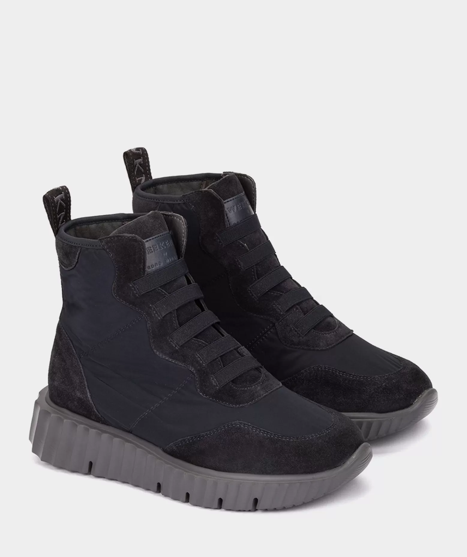 Pedro Miralles Bottines Sportives En Croute De Cuir Et Tissu De Couleur Bleu Marine