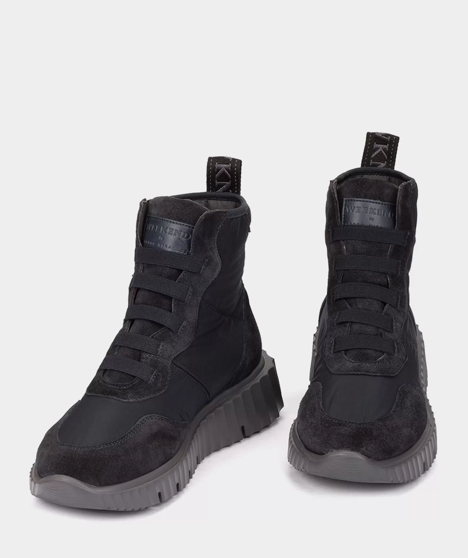 Pedro Miralles Bottines Sportives En Croute De Cuir Et Tissu De Couleur Bleu Marine