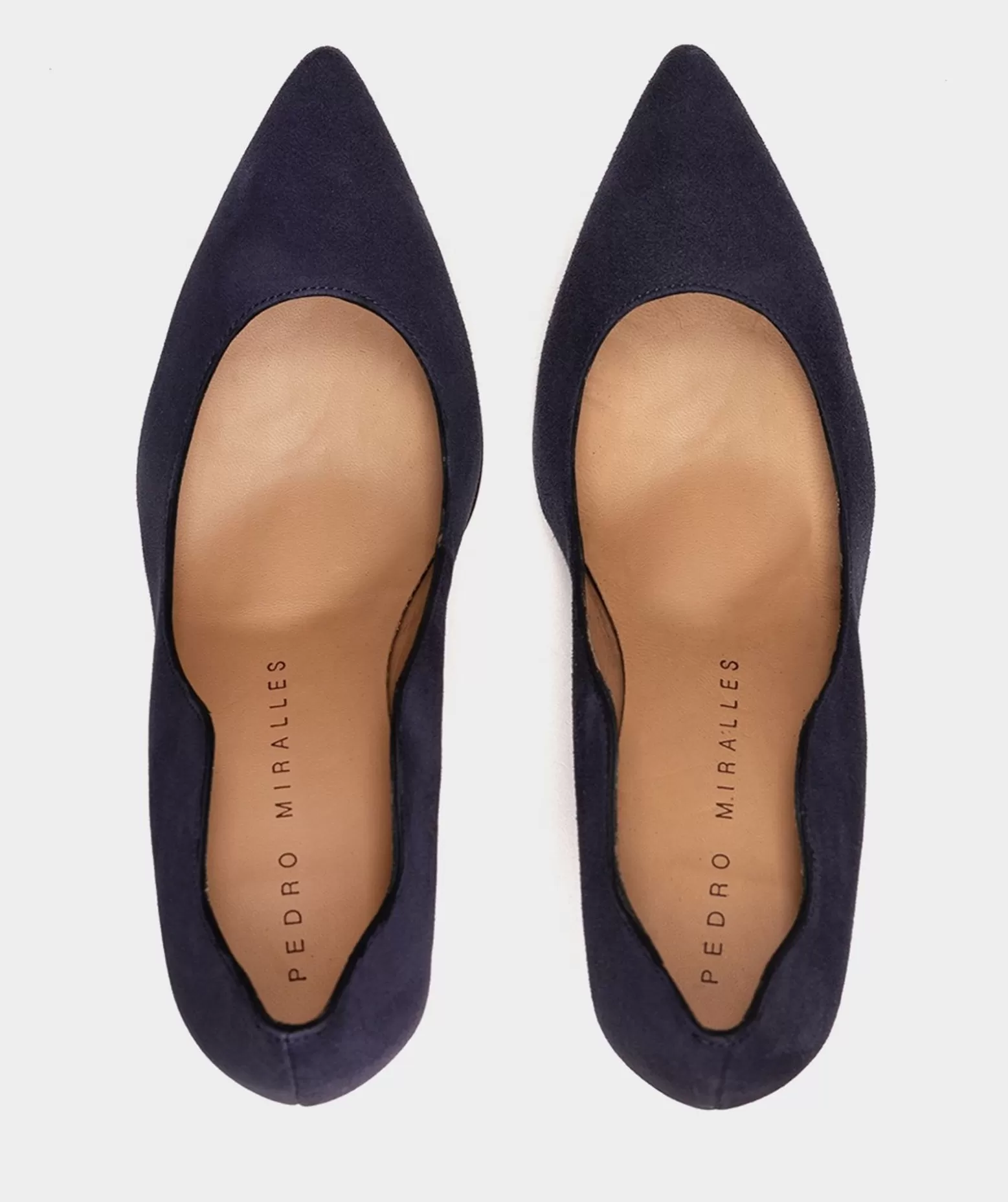 Pedro Miralles Chaussures A Talons Avec Un Bout Pointu Fin, En Daim Bleu Marine.