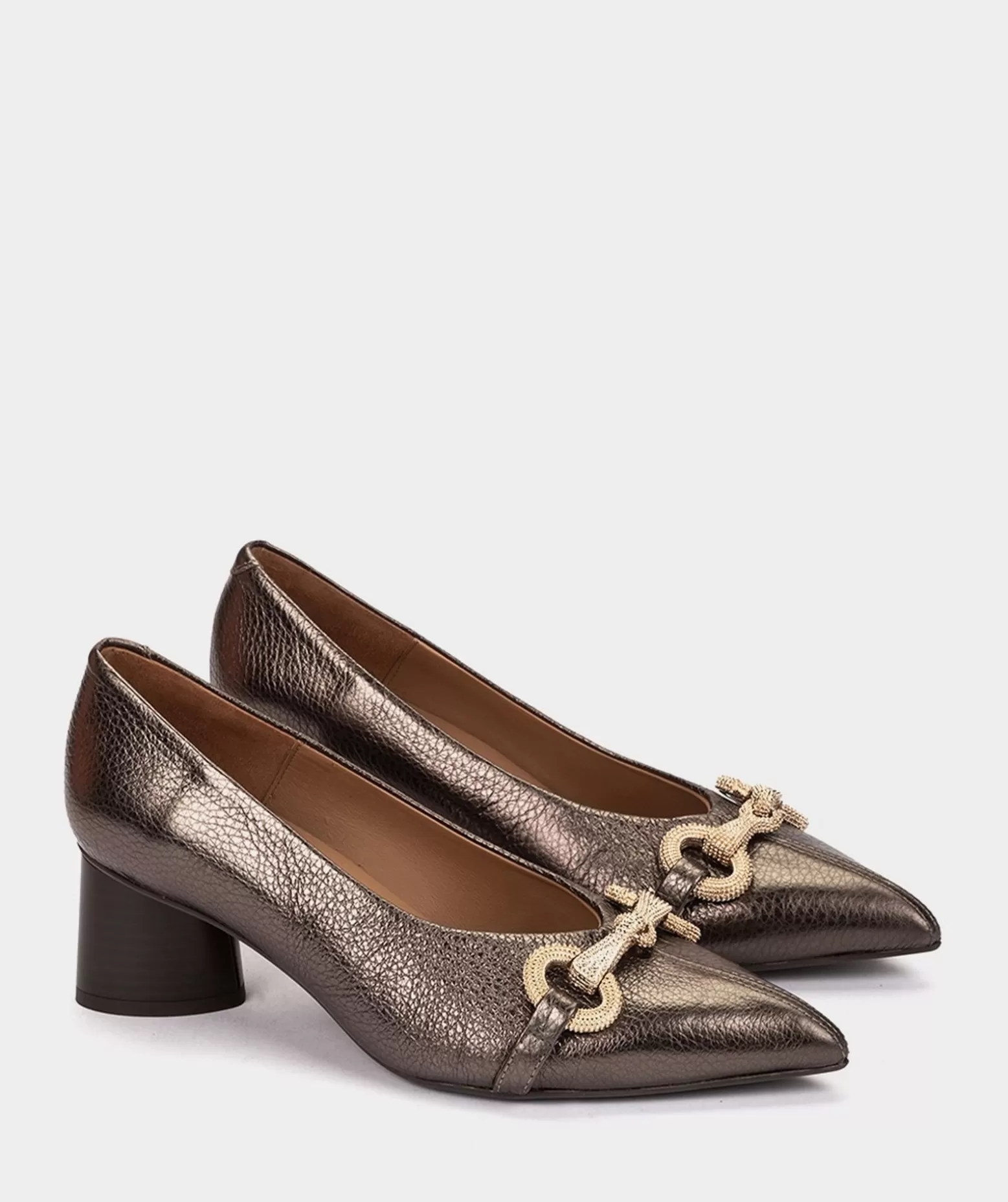 Pedro Miralles Escarpins A Bouts Pointus En Cuir Metallise De Couleur Bronze