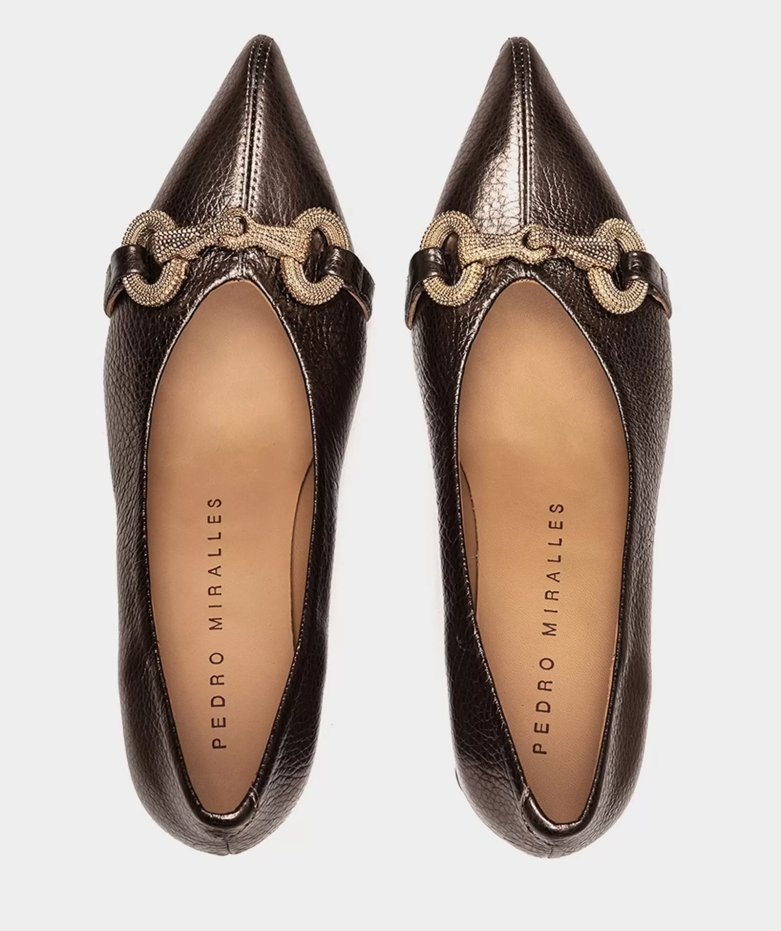 Pedro Miralles Escarpins A Bouts Pointus En Cuir Metallise De Couleur Bronze