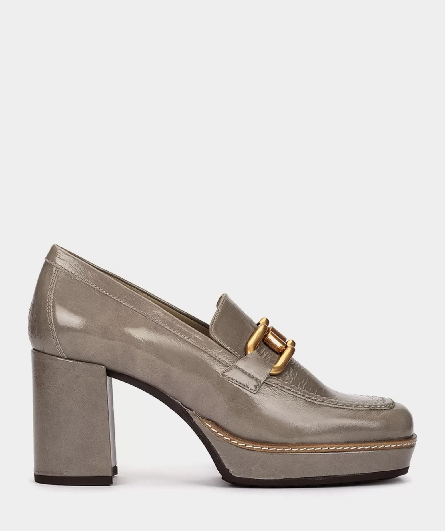 Pedro Miralles Mocassins A Talon En Cuir Verni De Couleur Marron