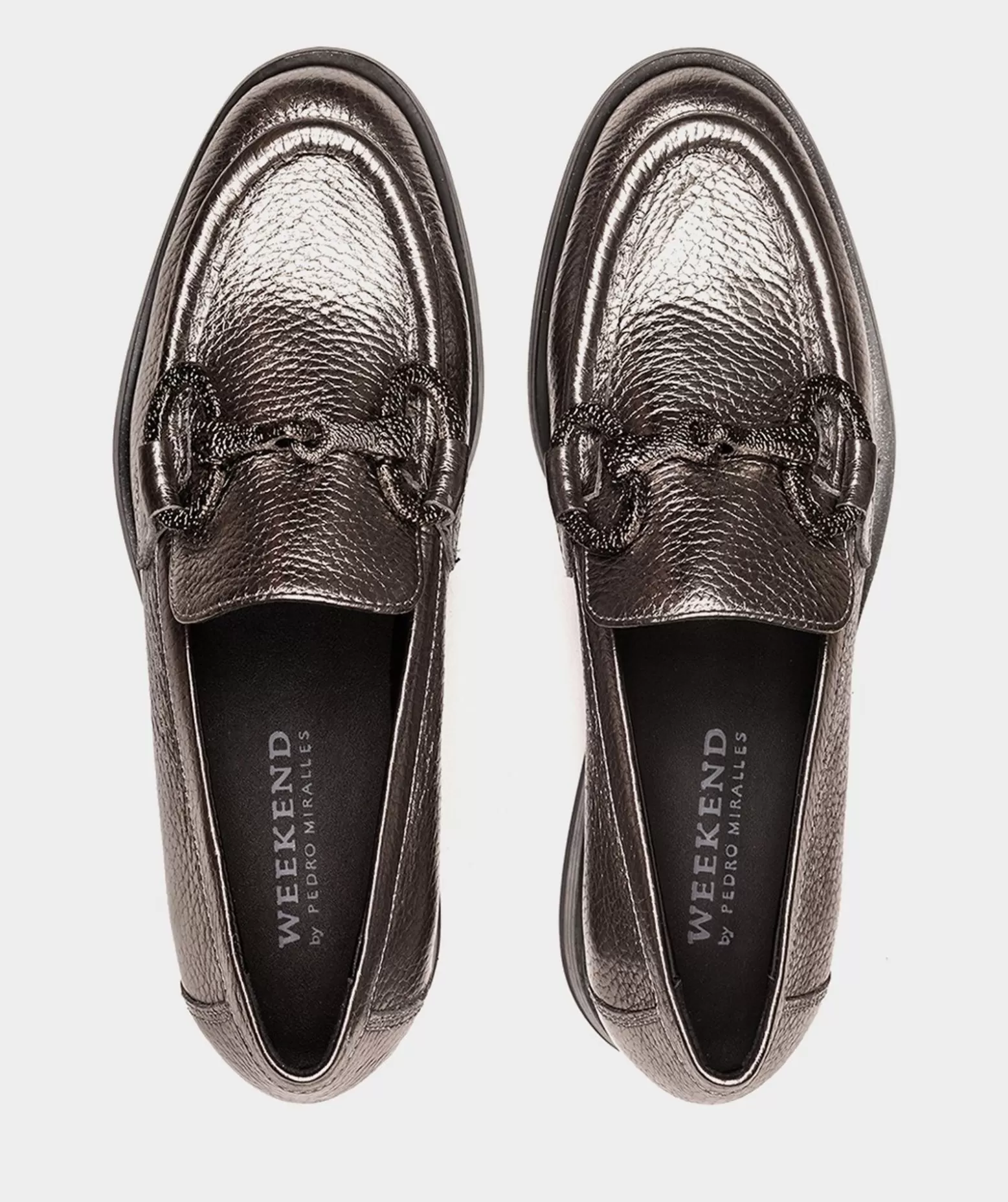 Pedro Miralles Mocassins En Cuir Metallise De Couleur Doree