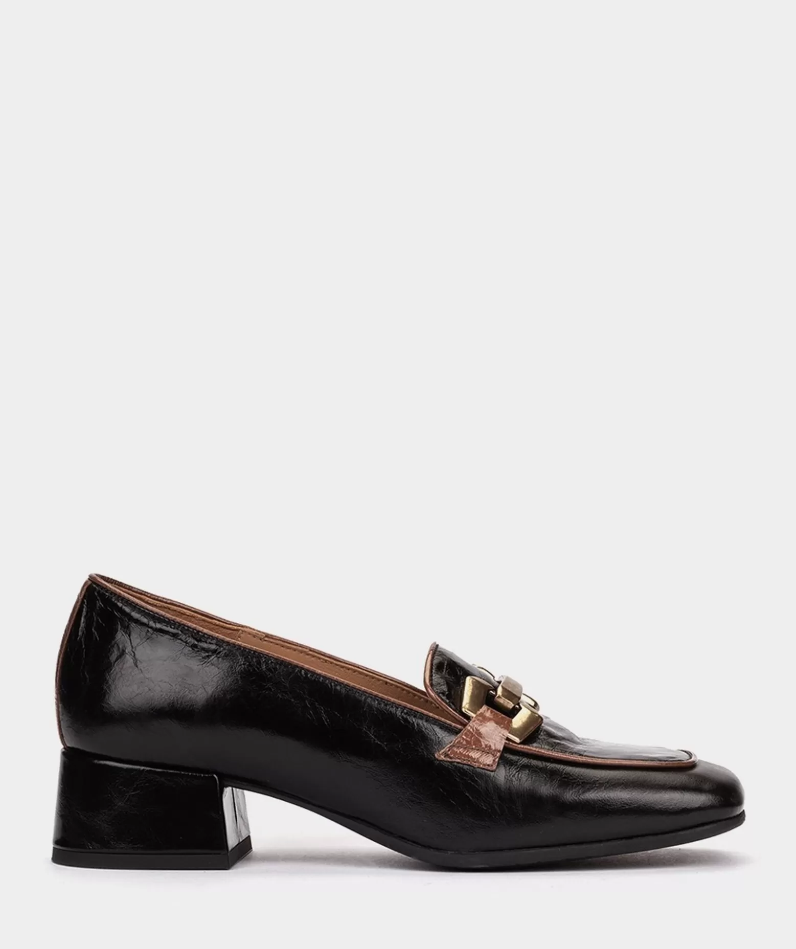 Pedro Miralles Mocassins En Cuir Verni Noir Avec Bordure Doree