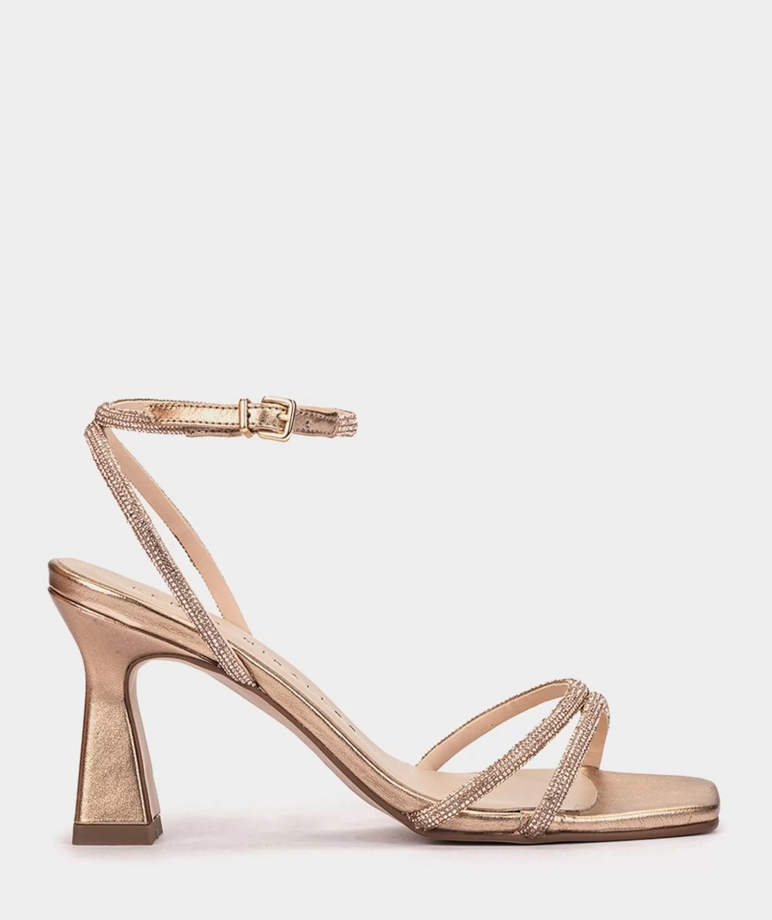 Pedro Miralles Sandales A Talons En Cuir Avec Ornements En Cristaux De Couleur Or Rose