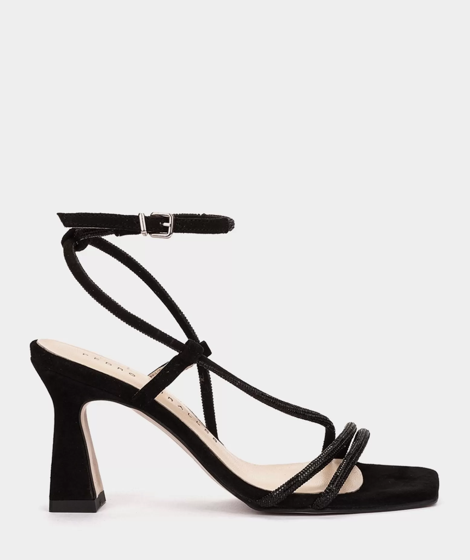 Pedro Miralles Sandales A Talons En Cuir Noir Ornees De Cristaux
