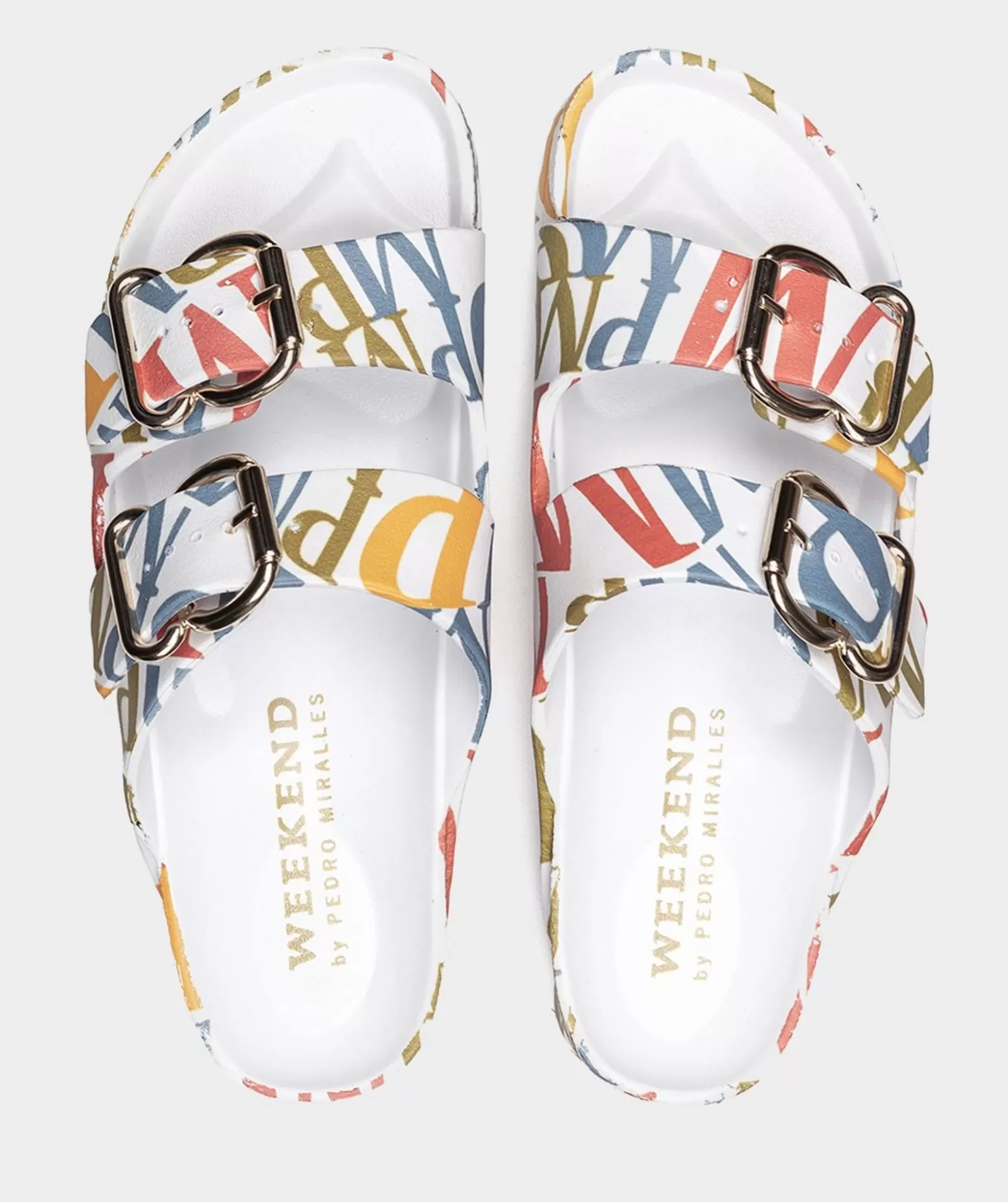 Pedro Miralles Sandales Plates Avec Impression De Marque Emblematique, Ornee De Boucles