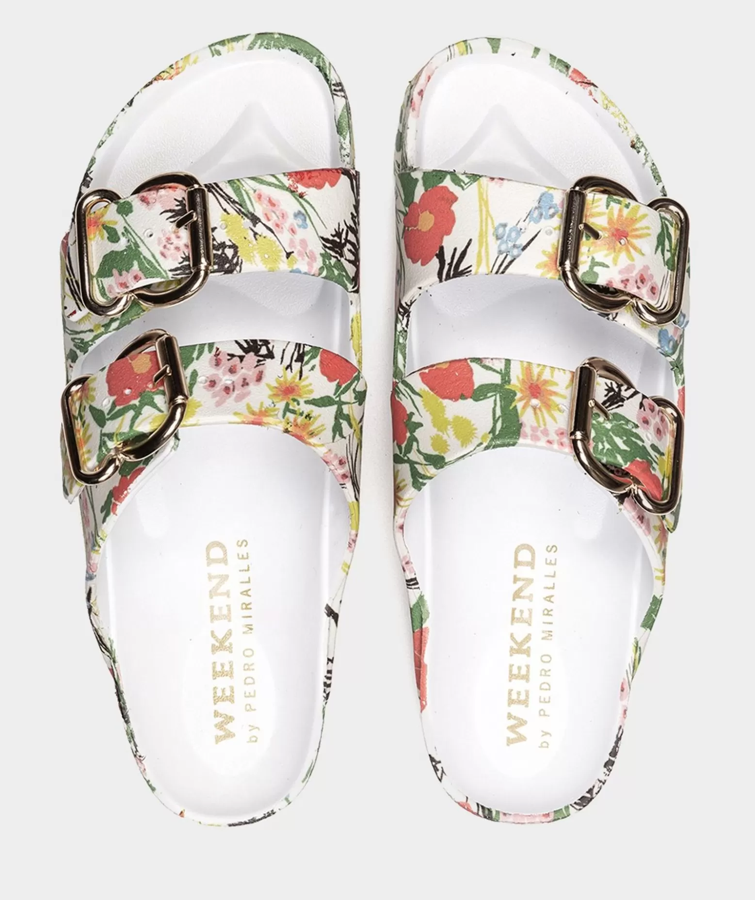 Pedro Miralles Sandales Plates Avec Motif Floral, Ornee De Boucles